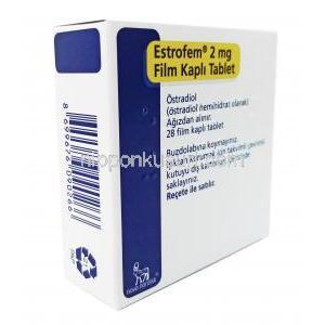 エストロフェム (エストラジオール) 2 mg 28 錠 箱