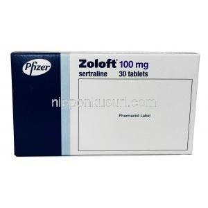 ZOLOFT (GB) 100mg 30Tab, box, back view