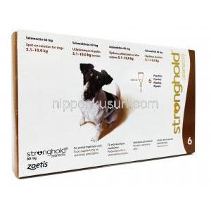 ストロングホールド犬用, セラメクチン,  60 mg 0.5ml x 6 ピペット 小型犬用 (体重 5.1～10 kg), 箱情報 , 用途