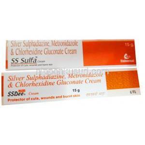 SSDee クリーム (スルファジアジン銀/ クロルヘキシジン/ メトロニダゾール) 15g 箱