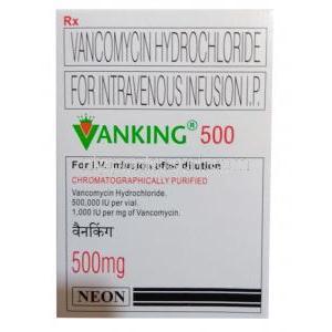 Vanking Injection, Vancomycin I.V. Infusion after dilution, 500mg, 1000mg , box front presentation