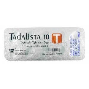 タダリスタ 10, タダラフィル10mg,  シート情報