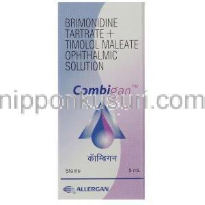 ブリモニジン酒石酸塩 / チモロールマレイン酸塩,  コンビガン Combigan 点眼薬 (Allergan) 箱