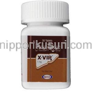 エンテカビル, X-VIR,  1mg 錠 (Natco) ボトル