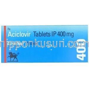 アシクロビル, ゾビラックス, 400MG 錠 (GSK) 箱