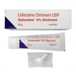 Xylocaine Ointment, Lidocaine 5% w/w, Ointment 50 g, Zydus Cadila, Box front view(New package)
