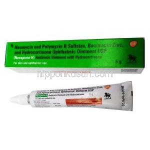 ネオスポリン H 軟膏 (ポリミキシン B/ ネオマイシン/ バシトラシン/ ヒドロコルチゾン) 箱、チューブ