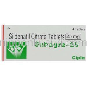 スハグラ （バイアグラジェネリック） シルデナフィル 25mg 錠 (Cipla) 箱