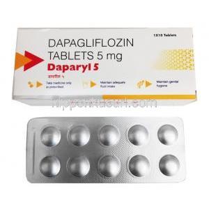 ダパリル (ダパグリフロジン) 5mg 箱、錠剤