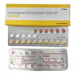 トリフリー (レボノルゲストレル/ エチニルエストラジオール) 箱、錠剤