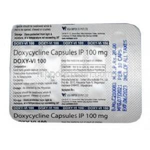 ドキシーVI 100, ドキシサイクリン 100mg, カプセル,製造元：Vea Impex,シート裏面情報