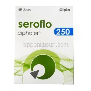 セロフロ インヘラー(セルフロ シプヘラー), サルメテロール 50mcg / フルチカゾン250mcg 60回分,箱表面
