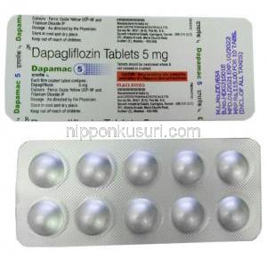 ダパマック 5, ダパグリフロジン5mg, 製造元：Macleods Pharmaceuticals Pvt Ltd, シート情報