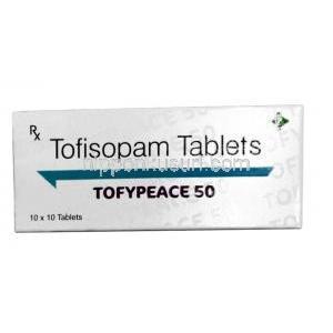 トフィピース 100, トフィソパム 100mg, PCHPL, 箱表面, 箱情報