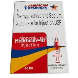 メドロカン 40 注射,メチルプレドニゾロン40mg, 製造元：American Remedies, 箱表面