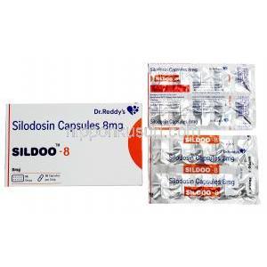 シルドー 8, シロドシン 8mg,製造元 : Dr.Reddy's, Capsule,箱, シート情報