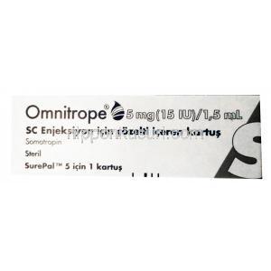 Omnitrope Injection, 5mg/1,5ml (15IU),Sandoz , Box side presentation