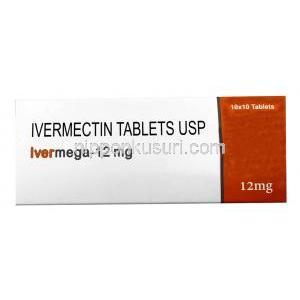 イベルメガ 12mg, イベルメクチン 12mg, 製造元：Demega Formulations, 箱表面