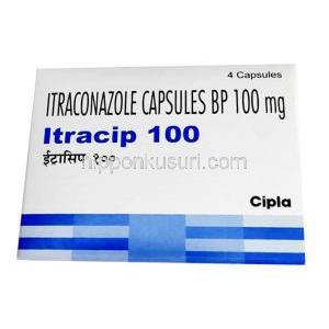 イトラシップ 100, イトラコナゾール 100mg, カプセル, 製造元：Cipla, 箱表面