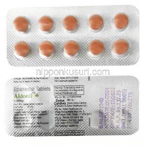 アルドニル,エパルレスタット　50mg, 錠剤, 製造元：Zydus, シート情報, 製造元情報, 成分, 製造番号, 製造日, 消費期限