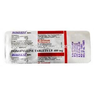 ドキソベント, ドキソフィリン 400mg, 製造元：Glenmark Pharmaceuticals,シート情報