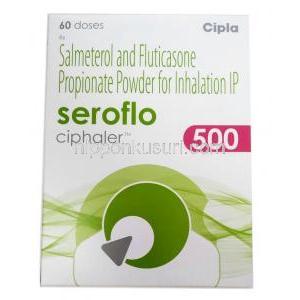 セロフロ インヘイラー 500, サルメテロール 72.5mcg/ フルチカゾン 500mcg 60回分, 箱