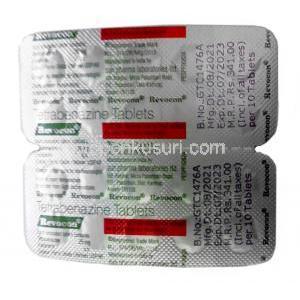 レボコン, テトラベナジン 25 mg, 製造元：Sun Pharma, シート情報
