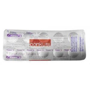 チザン 2, チザニジン 2mg, 製造元：Sun Pharma,シート情報