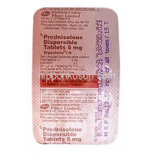 ワイゾロン, プレドニゾロン 5mg, 製造元：ファイザー,Pfizer, シート情報