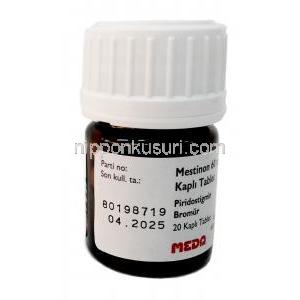 メスチノン, ピリドスチグミン 60mg, 製造元：Meda Pharmaceuticals Ltd, ボトル情報, 消費期限