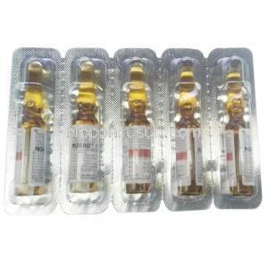 ノラッド 注射, ノルエピネフリン 2mg, 2ml X 5 アンプル,　製造元： Neon Laboratories,パッケージ