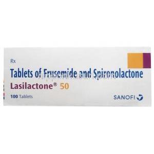 ラシラクトン, フロセミド 20mg/ スピロノラクトン 50mg, 製造元： Sanofi India, 箱側面 (100錠)