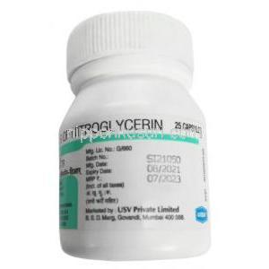アンジスパン TR,ニトログリセリン 2.5 mg,カプセル, 製造元：USV, ボトル情報, 製造日, 消費期限