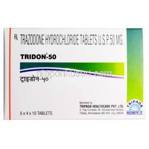 トリドン, トラゾドン50mg, 製造元：Tripada Healthcare, 箱表面