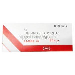 ラメズ, ラモトリジン 25mg, 製造元：Intas Pharma, 箱表面