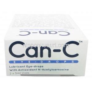 Can-C 点眼薬,　グリセリン 1% w/v / カルボキシメチルセルロース  0.3% w/v, 2本 x 5ml バイアル,製造元： Profound Products, 箱上面