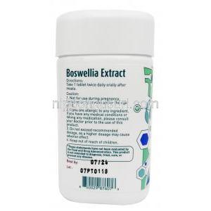 ボスウェリアエキス, 500mg, 60錠,製造元：Gurusolve Naturals Inc.,ボトル情報, 注意事項