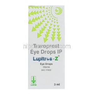 ルピトロス Z 点眼薬, トラボプロスト0.004% wv点眼薬 3mL, 製造元：Lupin, 箱表面