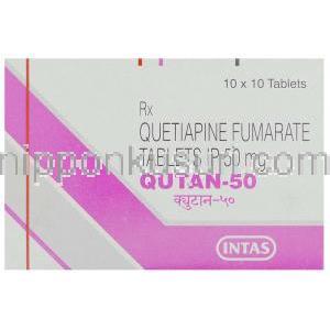 ジェネリック・セロクエル、クエチアピン 50 mg 箱