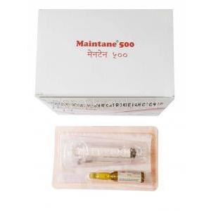 メインテーン 注射,ヒドロキシプロゲステロン 1mlあたり 500mg, 注射 2ml, 製造元：Jagsonpal Pharmaceuticals Ltd, 箱, 注射上面