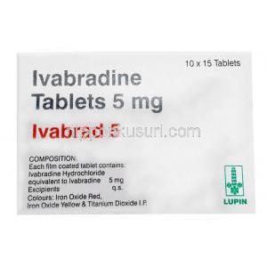 イバブラッド, イバブラジン 5 mg, 製造元：Lupin, 箱情報, 成分