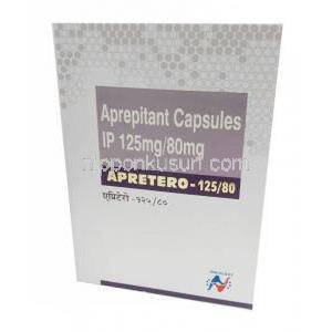 アプレテオ, 1 cap アプレピタント 125mg (1カプセル)+80mg(2カプセル), 1セット, 製造元: Hetero Drugs Ltd, 箱表面-3