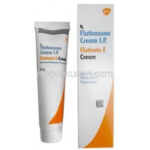 フルチベートE クリーム, プロピオン酸フルチカゾン 0.05%, クリーム 30g, 製造元： GSK, 箱, チューブ