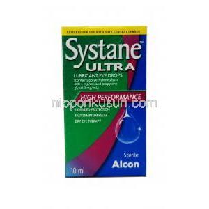 システインウルトラ 点眼液, ポリエチレングリコール 0.4%/ プロピレングリコール 0.3%, 点眼薬10mL, 製造元:Alcon Laboratories, 箱表面