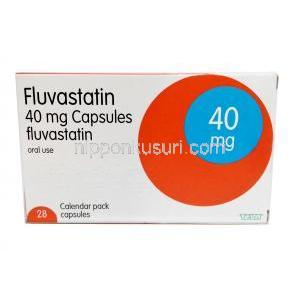 テバ フルバスタチン, フルバスタチン 40mg, 製造元：Teva 箱表面