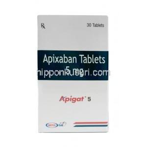 Apigat, Apixaban 5mg, 30tabs, Natco Pharma, Box front view