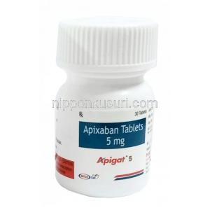 Apigat, Apixaban 5mg, 30tabs, Natco Pharma, Bottle front view