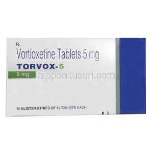 トルボックス 5, ボルチオキセチン 5mg, 製造元：Torrent Pharma, 箱表面