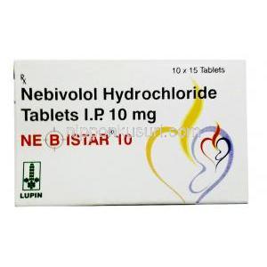 ネビスター 10, ネビボロール 10 mg, 製造元：Lupin, 箱表面, シート情報