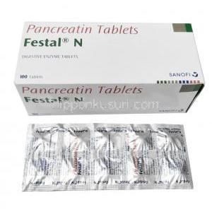 フェスタルN,パンクレアチン 212.5mg, 製造元：Sanofi India,箱, シート